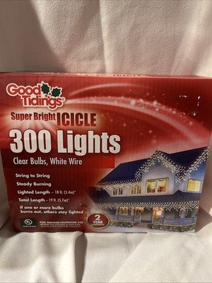 Good Tidings Super Bright Icicle Lights, 300 Count, 18ft, Steady Burning.