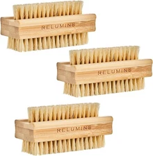 Relumins Dual Sided Nail Brush Bamboo  Exfoliating Tool for Hand Foot Care