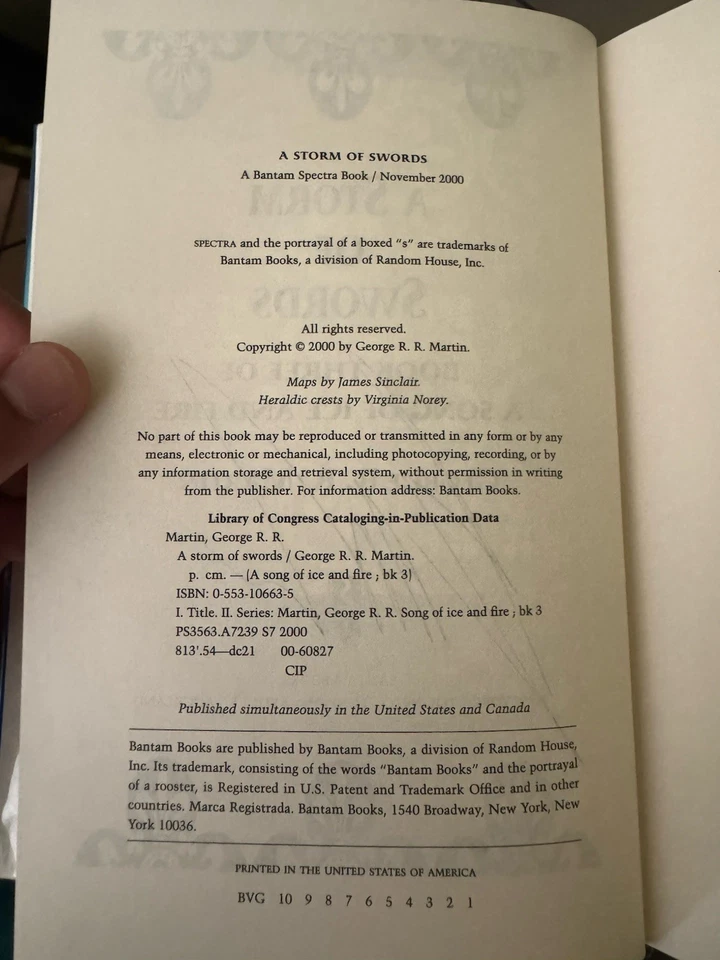 A STORM OF SWORDS by George R.R. Martin Bantam Books SIGNED 1st Ed-1st Print -LN - Image 4 of 4