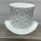 Fenton Milk Glass Top Hat Planter-Daisy & Button Pattern-Vintage White Pedestal