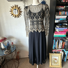 Cachet by Bari Protas Size 5/5 Black Gold Vintage 80S Dress