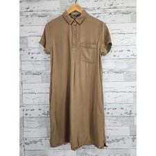 Gap Womens Tan Brown Short Sleeve Utility Shirt Dress With Pockets Size S