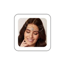 Boho Rhinestone Layered Head Chain Gold Crystal Pendant Headband Chain Cz Tas...