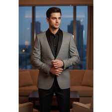 NWT J Ferrar Mens Silver Shine Slim Fit Evening Edition Blazer Jacket 38 SH