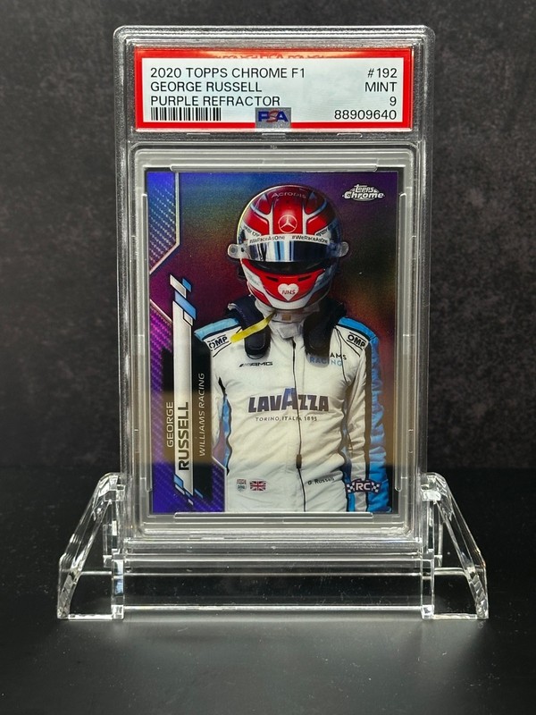 2020 Topps Chrome Formula 1 #192 George Russell Purple Refractor PSA 9