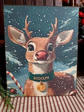 A MUST HAVE SHABBY VINTAGE RETRO MODERN STYLE CHRISTMAS RUDOLPH REINDEER SIGN