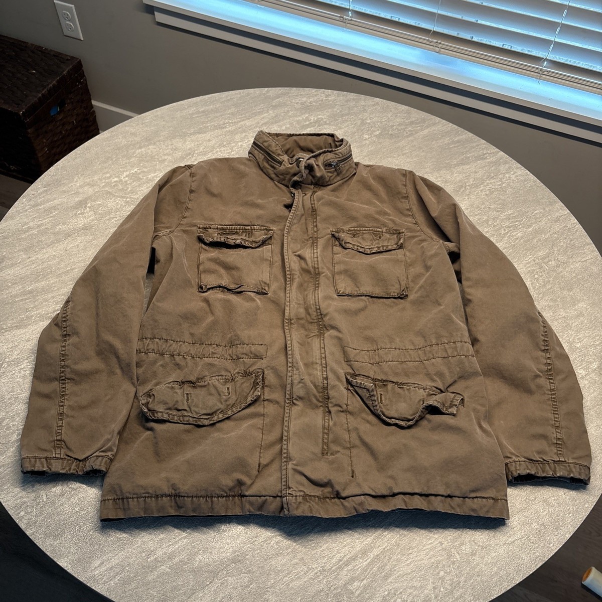 GAP Mens Large Cotton Military Fatigue Utility Jacket Army Olive
