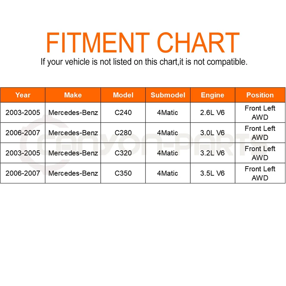 Eje delantero izquierdo CV para Mercedes-Benz C240 C280 C320 C350 2003-2007 4Matic Foto 2 de 4