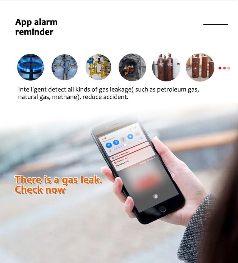 Wifi Gas Leak Detector for Home Natural Gas Leak Detector LCD Screen