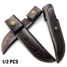 1/2PCS Deep Brown Leather Sheath for Straight Fixed Blade Knife Up To 4" Blade