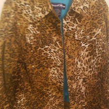Russell Kemp Leopard Print Sequins Jacket Aqua Lining  Office, School,causal,sz6