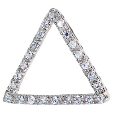 925 Sterling Silver Cubic Zirconia Triangle Pendant 3/4 Inch (19mm) Tall