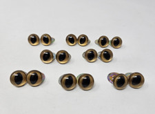 8 pair VTG Zims Gold Gold Dust Cat Eyes 12mm Plastic Safety Amigurumi Craft Doll