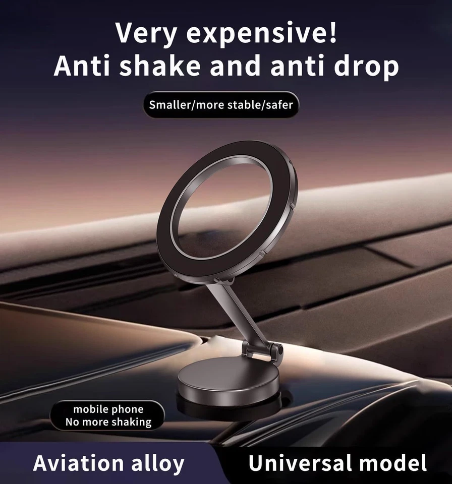 Ultra Magnetic Car Phone Mount Folding 360° Rotation All-Metal Cell Phone Holder - Image 2 of 4