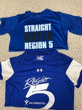 Beautiful Lot of 2 USA Gymnastics Region5 Sequins T-Shirts Size XS CL