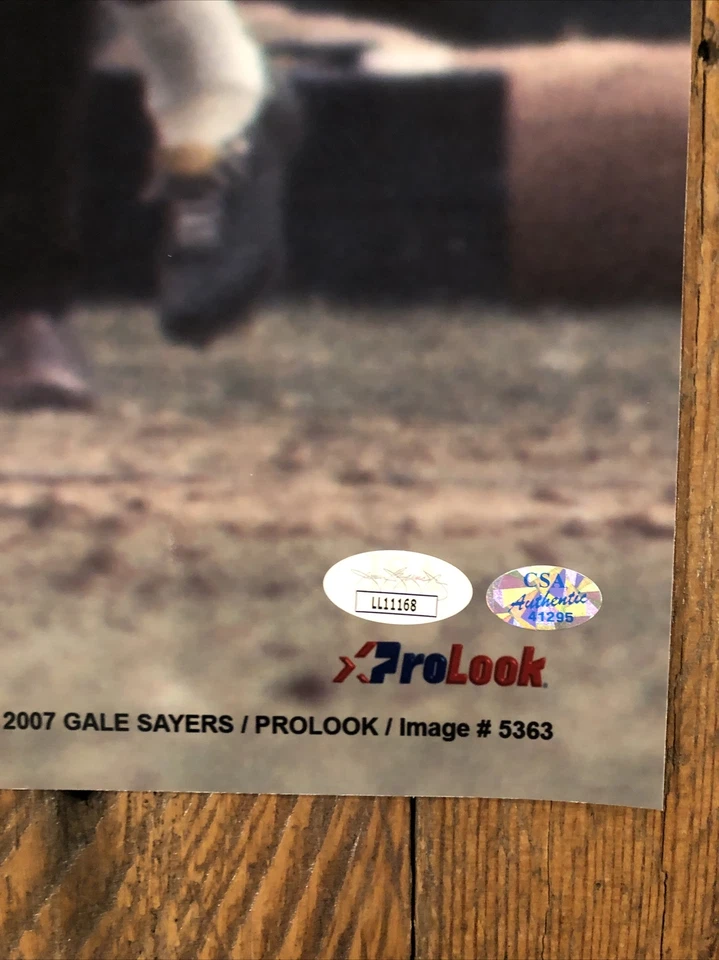 FOTO AUTOGRAFIADA FIRMADA 16X20 de Gale Sayers ¡Certificada por la JSA! Bears HoF Foto 3 de 4