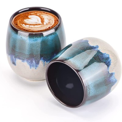 Ceramic Espresso Cups Set of 2 Expresso shots cup Kiln-Change Espresso Cups 3...