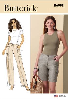 Schnittmuster Damenhose oder Shorts, Hüfthose Butterick b6998 34-42/44-52