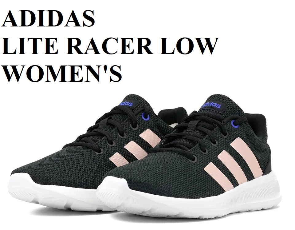 ADIDAS LITE RACER LOW LACEUP SNEAKER TRAINER WOMEN SHOES BLACK/PINK SIZE NEW