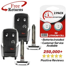 2 Remote Keyless Entry Fob Replacement Uncut Key Blade For Ram 4b RS (GQ4-76T)