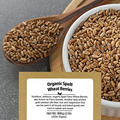 Spelt Farro Grain Organic 5.8 lb Whole Wheat Berries Bulk Ancient