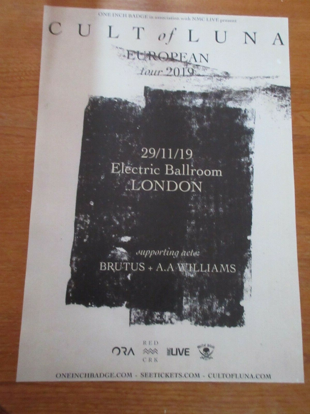CULT OF LUNA CONCERT POSTER - LONDON ELECTRIC BALLROOM 2019 TOUR GIG MEMORABILIA
