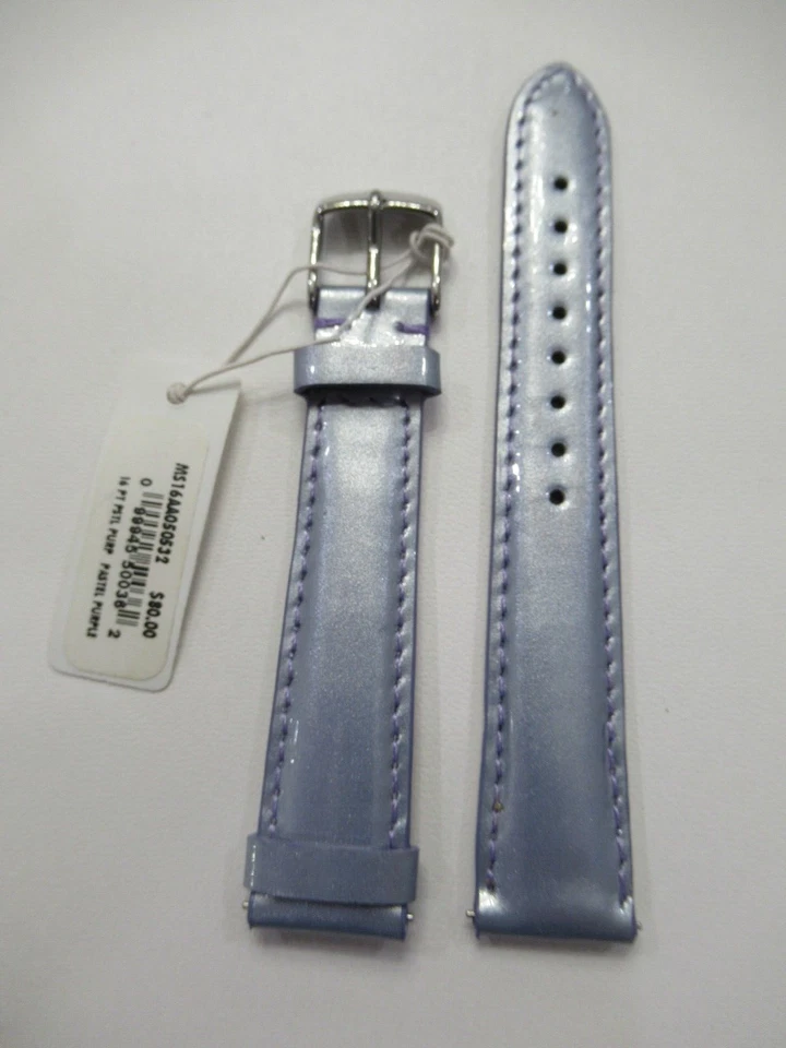 Correa de reloj Michele auténtica de cuero Geniune 16 mm PASTEL PÚRPURA $80 + bolsa Foto 2 de 4