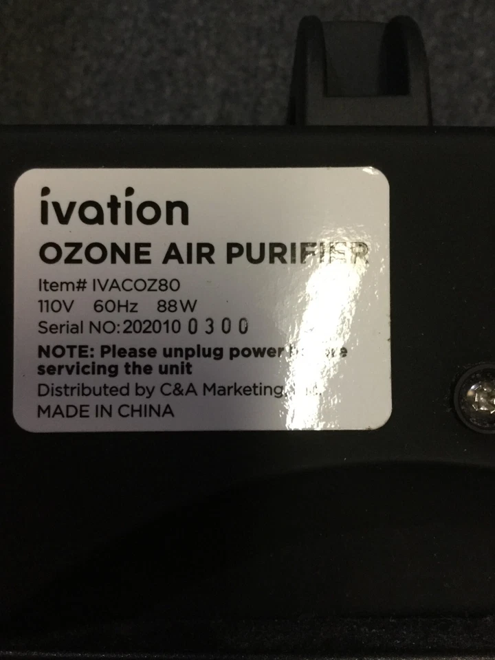 Purificador de aire de ozono Ivation IVACOZ80 potente unidad compacta desodoriza y desinfecta Foto 4 de 4
