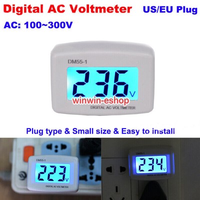 US/EU LCD Digital Volt Meter AC 100-300V Voltmeter Plug-in Electric Tester Meter
