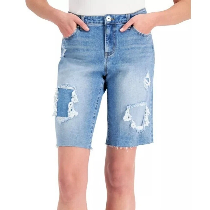 $64.50 INC International Concepts Patchwork Bermuda Jean Shorts, Sz. 18 - Image 2 of 4