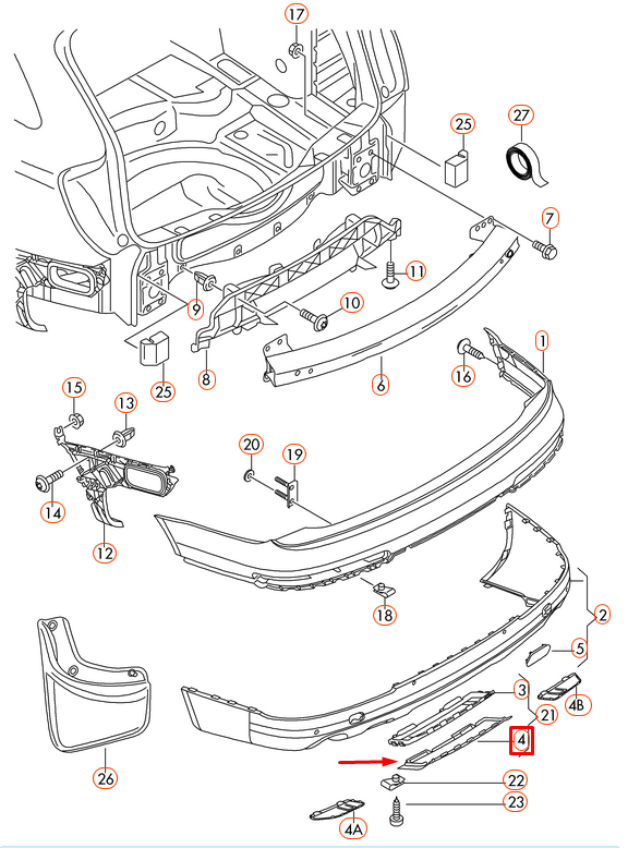 AUDI Q7 4L Rear Bumper Tow Hitch Hook Bar Cover SLine 4L0807819E NEW