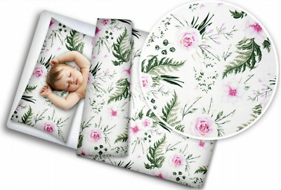 BABY 2TLG BETTWÄSCHE SET KISSENBEZUG + BETTBEZUG 70X80CM PASSEND FÜR KINDERBETT Garten Blumen