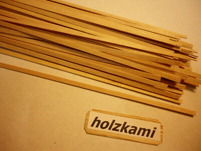 Erle  Holzleisten Erle.  300mm x 3mm x 0.6mm  L/B/H  100 Leisten. Neu