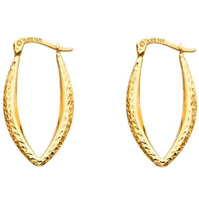 GOLD - 14K Gelbgold Diamantschliff Hohl Ohrringe