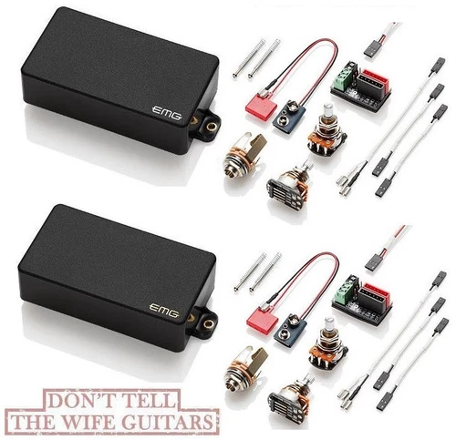 EMG 81 + 85 BLACK ACTIVE HUMBUCKER GUITAR PICKUP SET SHORT SHAFT POTS & WIRING