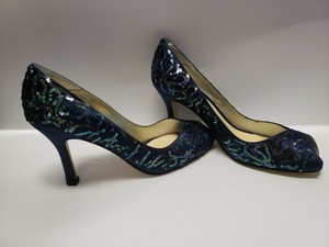 blue sequin heels