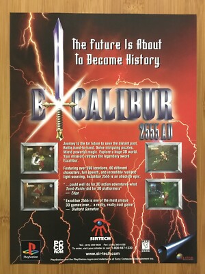 Excalibur 2555 AD PS1 PC 1997 Vintage Video Game Print Ad/Poster Official Art