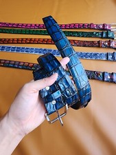 3.8CM Patina Blue 100 Genuine,Real Leather Skin Men Silver Pin Buckle-Customize