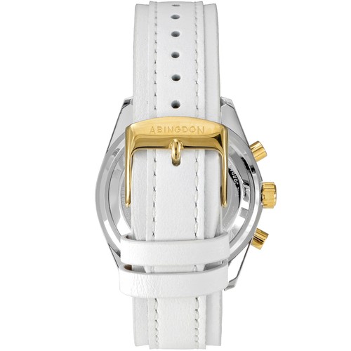 Abingdon Women Jordan Champagne Tachy Racing Watch with Camel Leather Strap - Picture 3 of 8