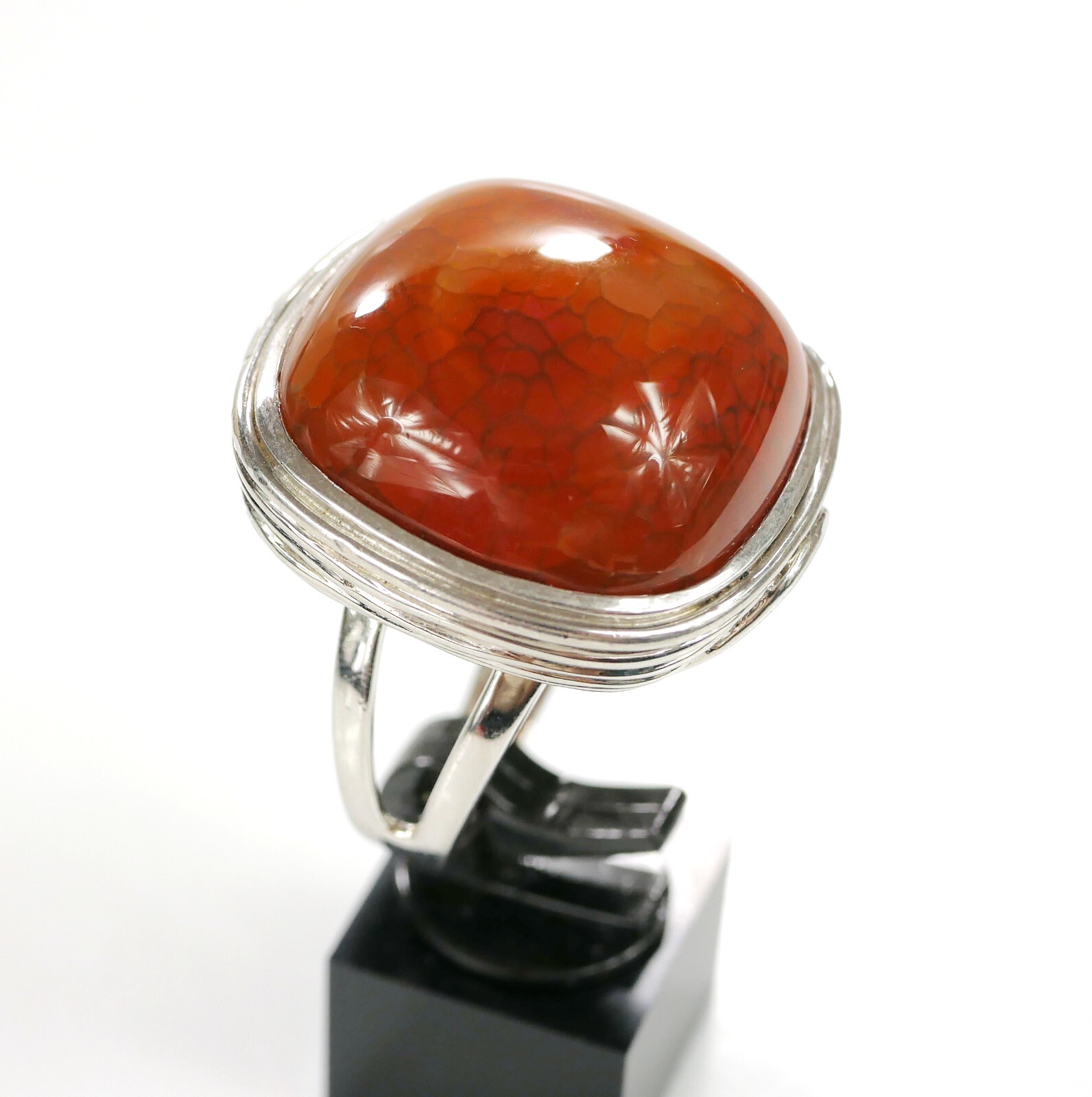 Solid 925er Silver Amber Ring Polished, Wire – Ba… - image 2