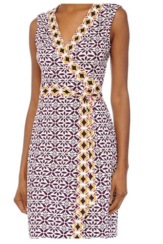 Diane Von Furstenberg New Jeanne Silk Jersey Wrap Dress Geometric Timeless  Sz M | eBay