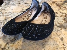 Sam Edelman Women's Flats Ballet Rhinestone Slip On Shoes Black US 6 M EUR 37
