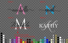 Custom Initial Name Monogram Decal Sticker Nursery Baby Kids Wall Door Decor