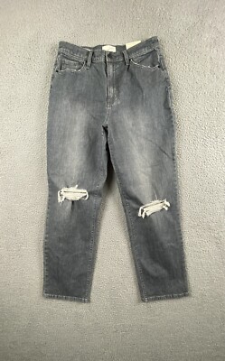 Universal Thread Jeans Womens 8/29R Gray Vintage Straight Distressed Denim Pants
