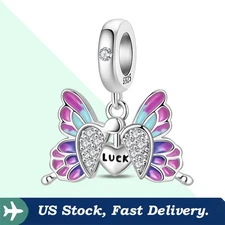 KUNSIR 925 Sterling Silver Butterfly Pendant Charm For Women Bracelet DIY Gifts