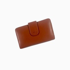 Vtg 90s Rolfs Brown Pebbled Leather Checkbook Clutch Wallet Zip Around Bifold