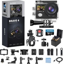 AKASO Brave 4 Action Camera 4K 30fps with 64GB MicroSD Card Bundle 20MP Black