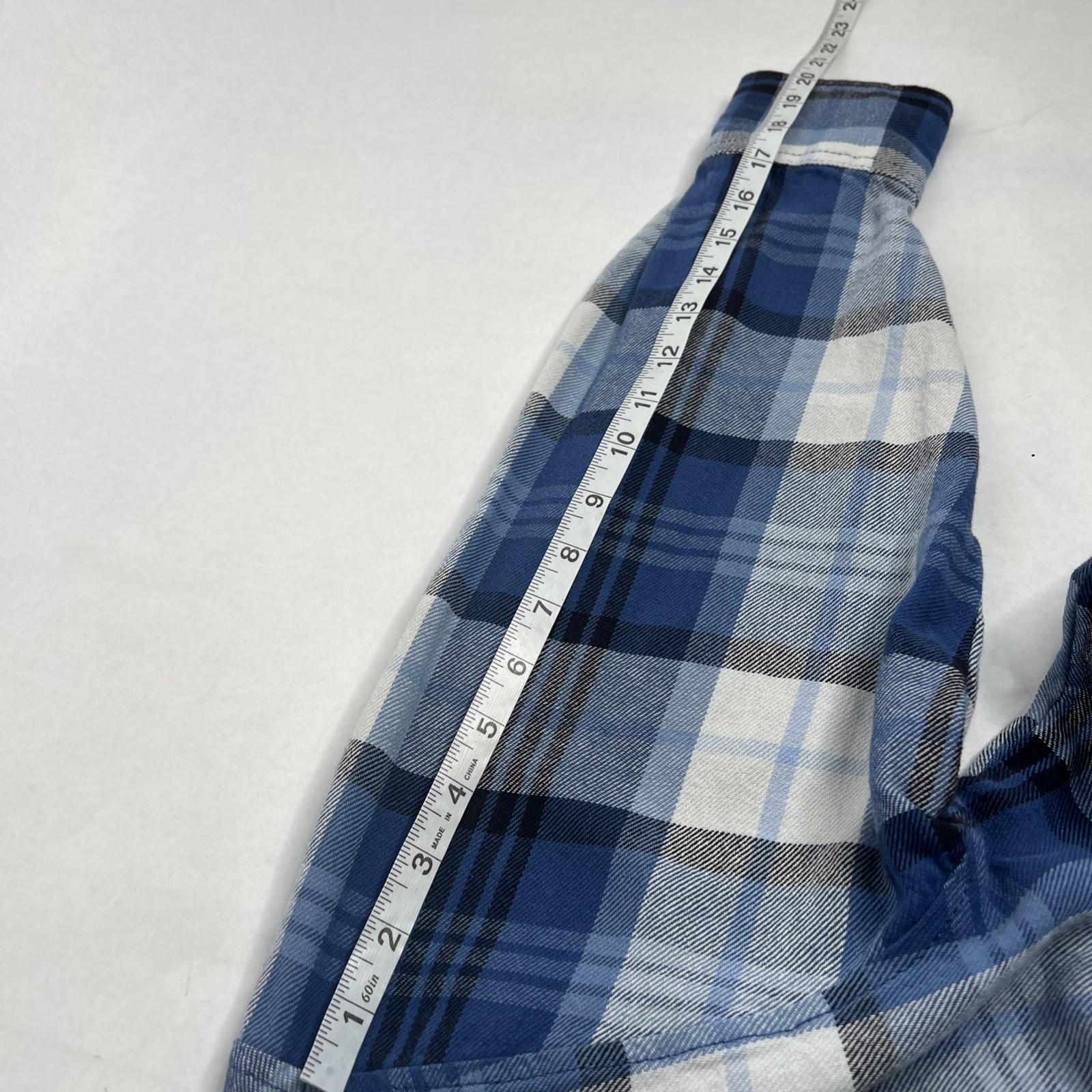 H&M Mens Cotton Button Down Up Blue Plaid Small S Oversized Girls’ Boyfriend thumbnail 6