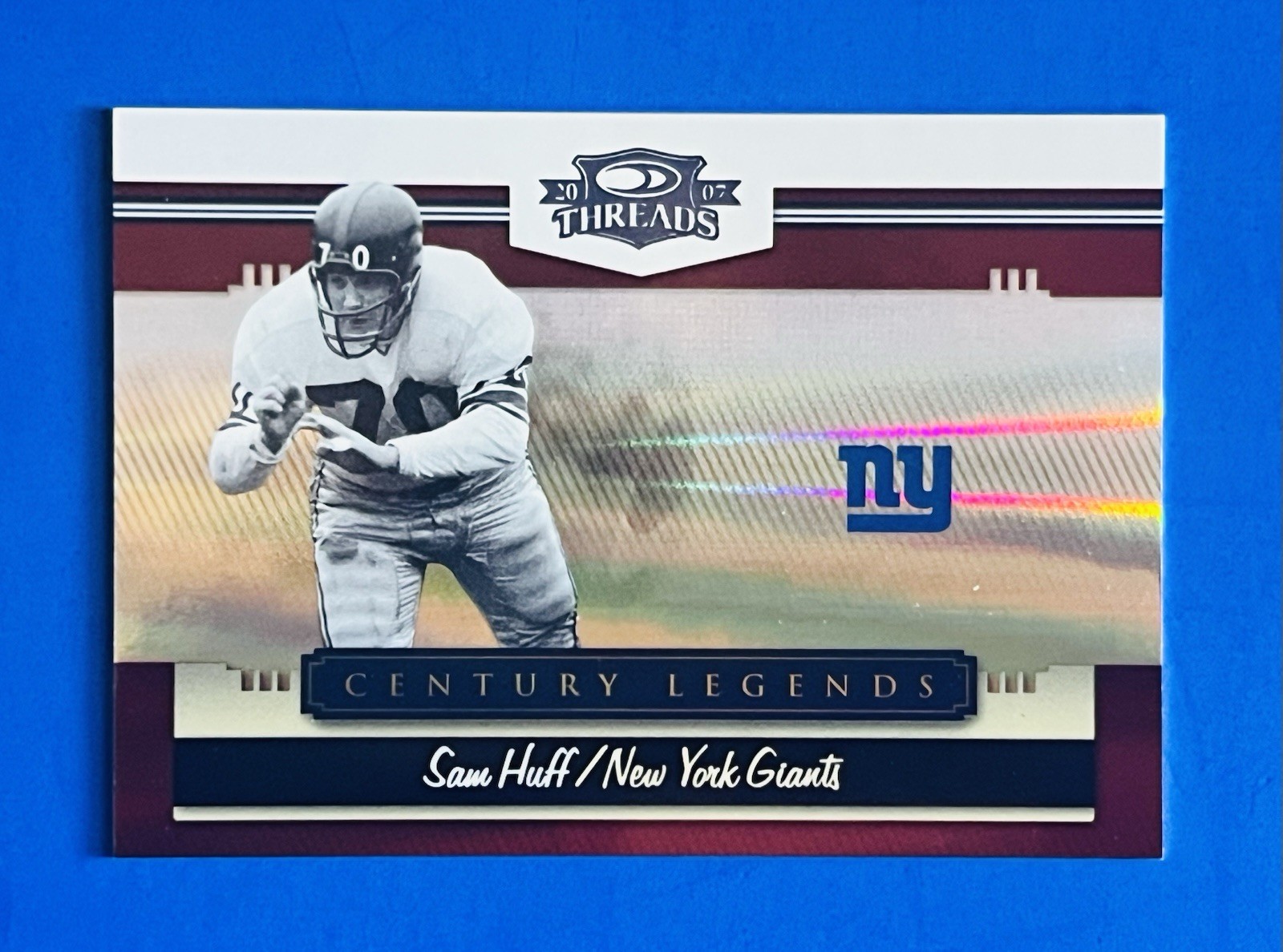 2007 Threads Sam Huff Century Legends Blue Spectrum Foil Card #CL-10; #d /100