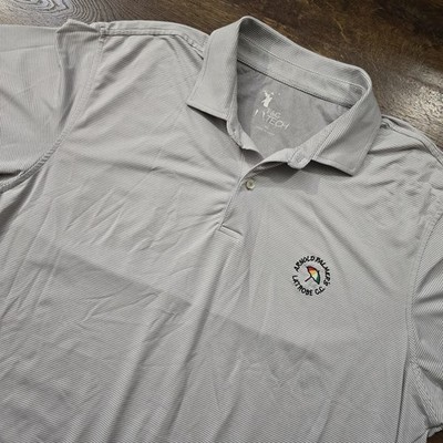 F&G Tech Polo Shirt Mens XL Gray Striped Arnold Palmer Latrobe Golf Performance
